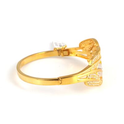22K Gold Artistic Leaves Bangle Bracelet - 4