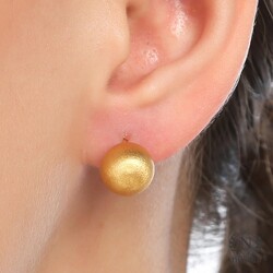 22K Gold Ball Stud Earrings - 1