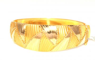 22K Gold Bangle, Beaded Waves - 1