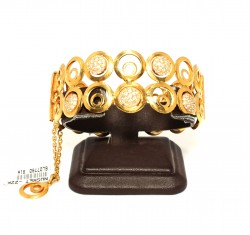 22K Gold Bangle Bracelet, Bubbles Design with CZ's - 5