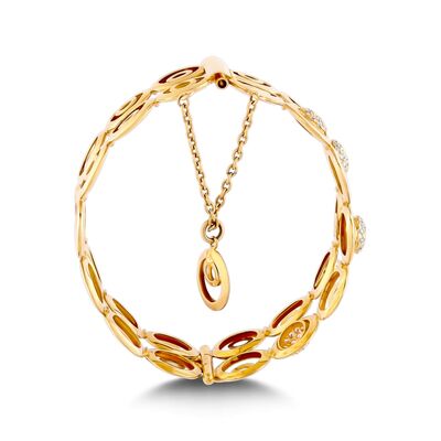22K Gold Bangle Bracelet, Bubbles Design with CZ's - 3