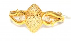 22K Gold Bangle Bracelet, Fusion Big Diamond Shape Middle Piece - Nusrettaki