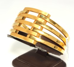 22K Gold Bangle Bracelet, Rib Design - 3