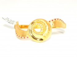 22K Gold Bangle Bracelet, Roe Eye Design with Rubies - Nusrettaki