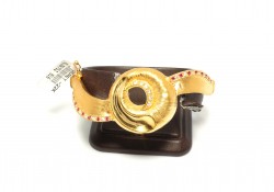 22K Gold Bangle Bracelet, Roe Eye Design with Rubies - 2
