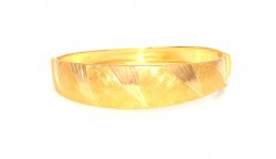 22K Gold Bangle Bracelet, Scratched Style - 1