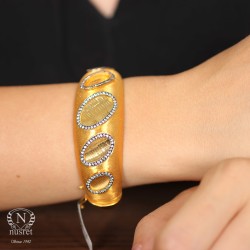 22K Gold Bangle Bracelet, Splash Design - Nusrettaki