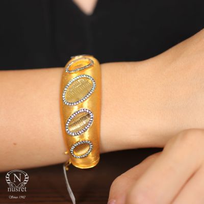 22K Gold Bangle Bracelet, Splash Design - 1