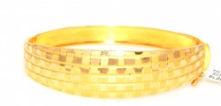 22K Gold Bangle Bracelet, Square Shiny Patterned - 1