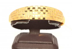 22K Gold Bangle Bracelet, Square Shiny Patterned - 2