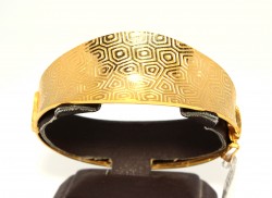22K Gold Bangle, Concave HoneyComb Patterned Design - Nusrettaki (1)