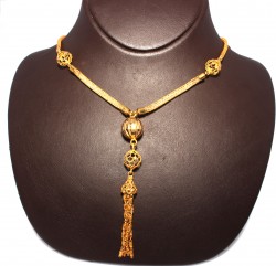 22K Gold Bead Fope Chain Necklace - 1