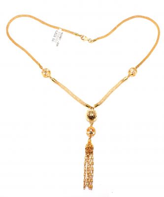 22K Gold Bead Fope Chain Necklace - 2