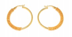 22K Gold Bead Hoop Earrings - 1