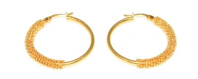 22K Gold Bead Hoop Earrings - 3