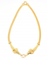 22K Gold Beaded Necklace, Ram's Head Design - 2