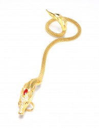 Nusrettaki - 22K Gold Beaded Style Ring Bracelet with Horse Head & Ruby
