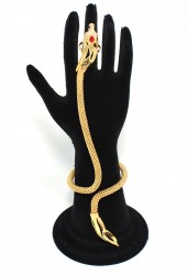 22K Gold Beaded Style Ring Bracelet with Horse Head & Ruby - Nusrettaki (1)