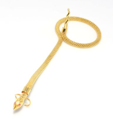 22K Gold Beaded Style Ring Bracelet with Snake Head - 1