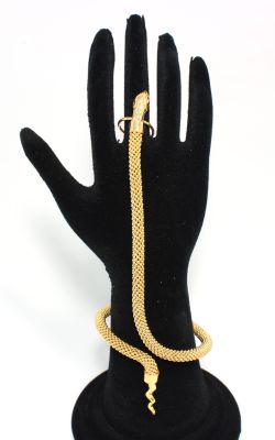 22K Gold Beaded Style Ring Bracelet with Snake Head - 2