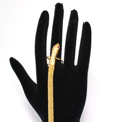 22K Gold Beaded Style Ring Bracelet with Snake Head - 3