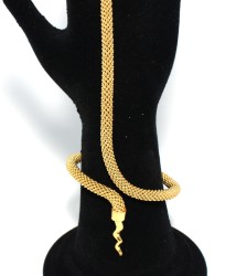 22K Gold Beaded Style Ring Bracelet with Snake Head - 4