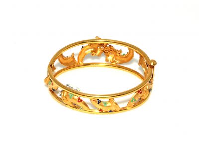 22K Gold Bugle Design Bangle Bracelet - 5