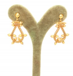 22K Gold Bulb Shaped Beaded Dangle Earrings - Nusrettaki (1)