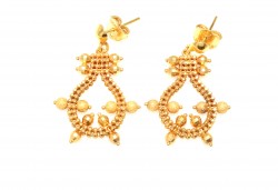 22K Gold Bulb Shaped Beaded Dangle Earrings - Nusrettaki