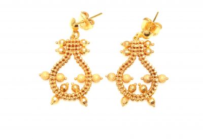 22K Gold Bulb Shaped Beaded Dangle Earrings - 1