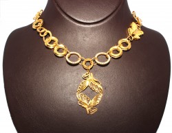 22K Gold Butterfly Model Ajur Necklace - 2