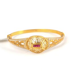22K Gold Cap & Knit Design Bangle Bracelet - Nusrettaki