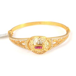 22K Gold Cap & Knit Design Bangle Bracelet - 2