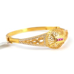 22K Gold Cap & Knit Design Bangle Bracelet - 4