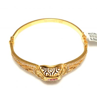 22K Gold Cap & Knit Design Bangle Bracelet - 6