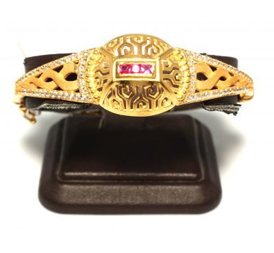 22K Gold Cap & Knit Design Bangle Bracelet - 7