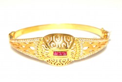 22K Gold Cap & Knit Design Bangle Bracelet - 8