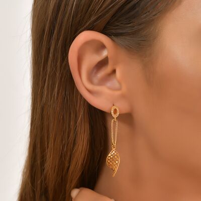 22K Gold Chains Half Drill Fusion Earrings - 1