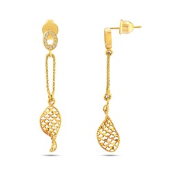 22K Gold Chains Half Drill Fusion Earrings - Nusrettaki (1)