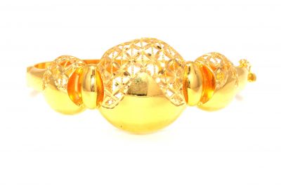 22K Gold Classic Design Hinged Bangle Bracelet - 2