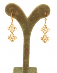 22K Gold Clover Model Dangle Earrings - Nusrettaki (1)