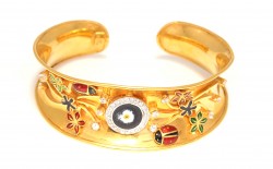 22K Gold Concave Bangle Bracelet with Ladybug - 6
