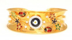 22K Gold Concave Bangle Bracelet with Ladybug - 4
