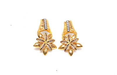 22K Gold Daisy Dangle Earrings - 2