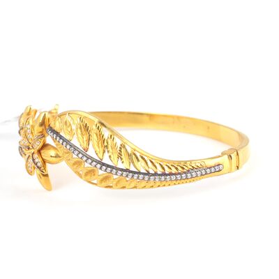 22K Gold Daisy The White Flower Bangle - 4