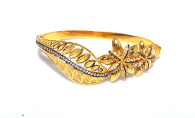 22K Gold Daisy The White Flower Bangle - 5