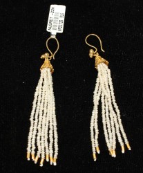 22K Gold Dangle Earrings, Sand Pearls - Nusrettaki