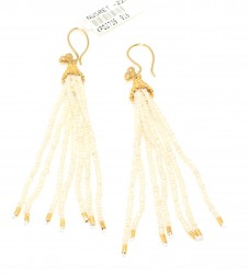 22K Gold Dangle Earrings, Sand Pearls - 2