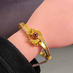 22K Gold Designer Bangle Bracelet with Rubies & Sapphire - Nusrettaki (1)