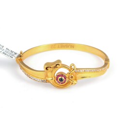 22K Gold Designer Bangle Bracelet with Rubies & Sapphire - 4